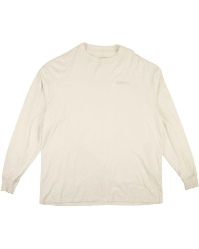 Unravel Project Light Gray Cotton Long Sleeve T-shirt - White