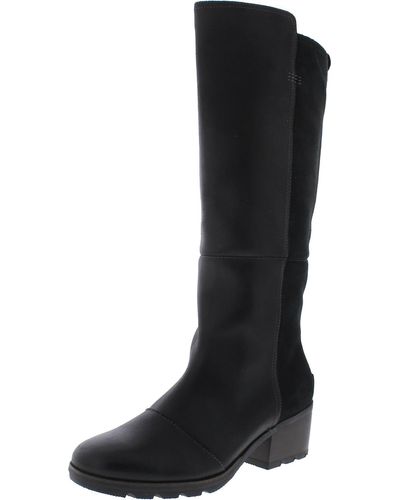 Sorel Cate Tall Leather Pull On Knee-high Boots - Black