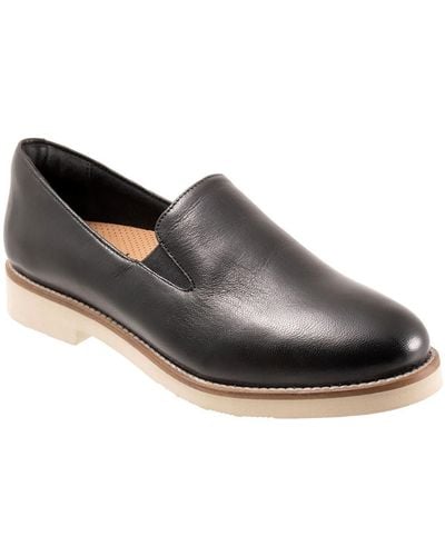 Softwalk Whistle Ii Leather Comfort Flats Shoes - Black