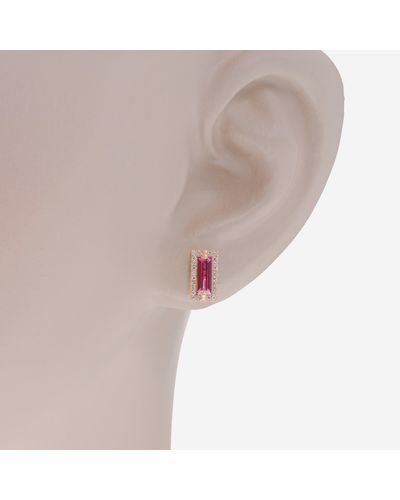 Suzanne Kalan 14k Rose Gold Diamond And Pink Topaz Stud Earrings Pe690-rgpt - Natural