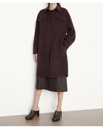 Vince Brushed Wool Shirt Coat - Red