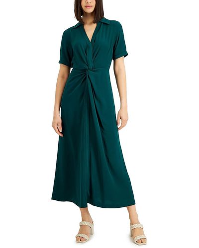 Alfani Petites Point-collar Maxi Shirtdress - Green