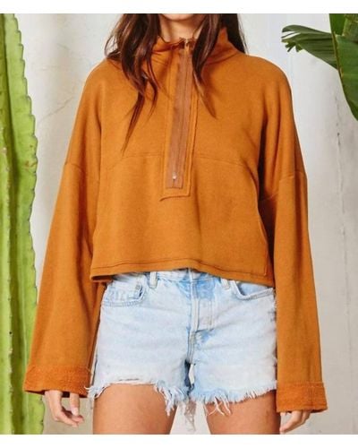 Bucketlist Landry Cropped Zip Up Sweatshirt - Orange