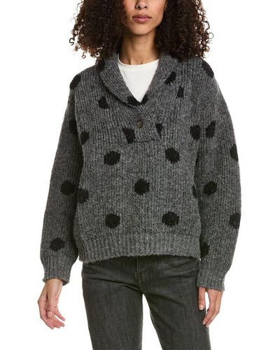 The Great The Polka Dot Henley Alpaca & Wool-blend Pullover - Gray