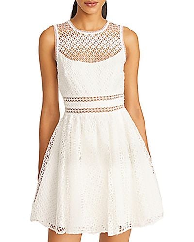 ML Monique Lhuillier Lace Mini Fit & Flare Dress - White