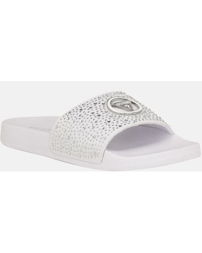 Guess Factory Sillia Pool Slides - White