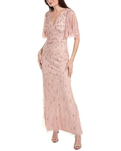 Aidan Mattox Embellished Tulle Maxi Dress - Pink