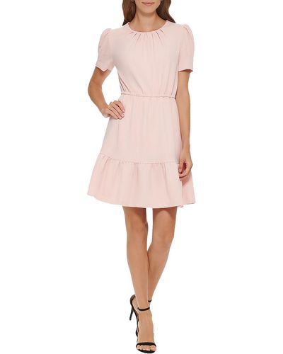 DKNY Crepe Ruched Sheath Dress - Pink