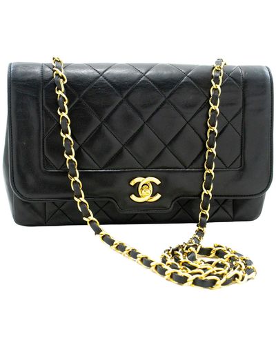 Chanel Diana Leather Shoulder Bag (pre-owned) - Black