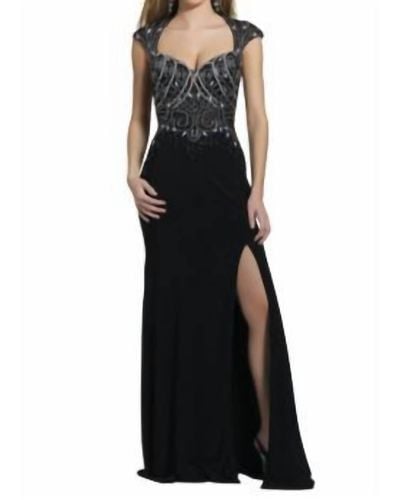Dave & Johnny Beaded Evening Gown - Black