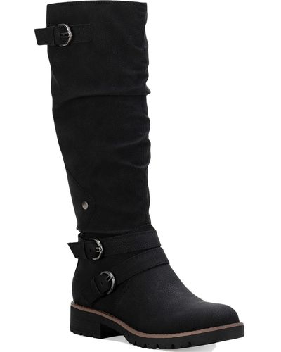 Sun & Stone Brinley Faux Leather Zipper Knee-high Boots - Black