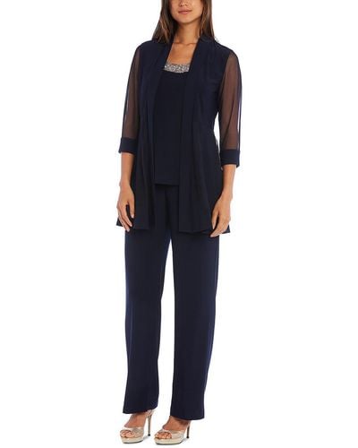 R & M Richards Petites Embellished 2pc Pant Outfit - Blue