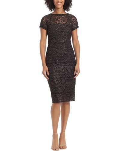Maggy London Lace Metallic Cocktail And Party Dress - Black