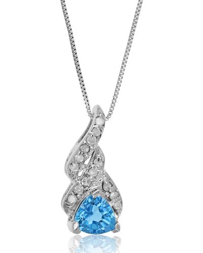 Vir Jewels 0.75 Cttw Trillion Cut Topaz And Diamond Pendant - Blue