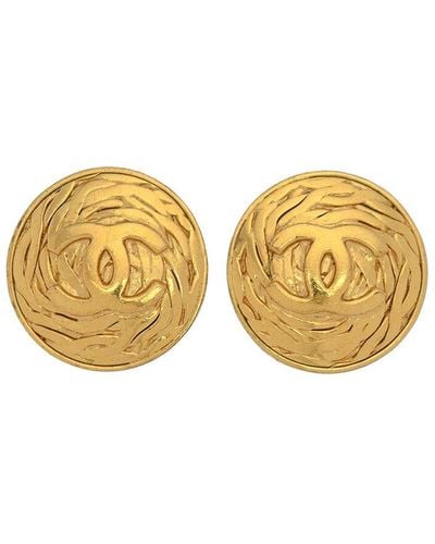 Chanel Plated Cc Logo Clip-on Earrings (authentic Pre-owned) - Yellow