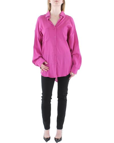 Z Supply Collared Long Sleeve Button-down Top - Pink