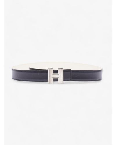 Hermès H Belt / Cream Leather - Blue