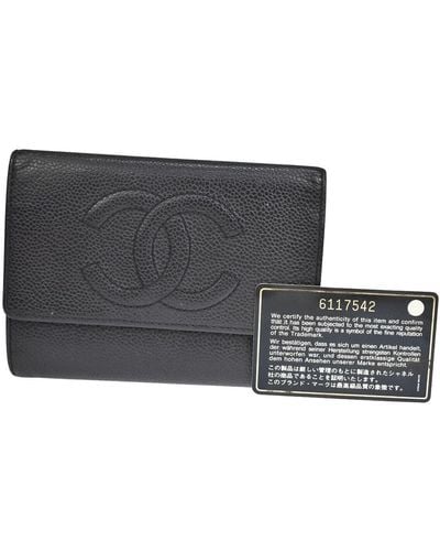 Chanel Coco Mark Leather Wallet (pre-owned) - Gray