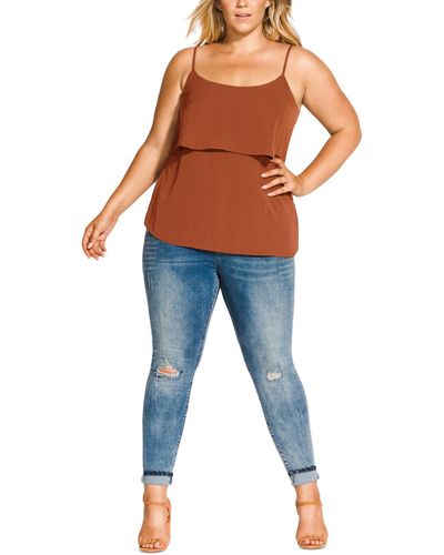City Chic Plus Tank Shell Camisole Top - Blue