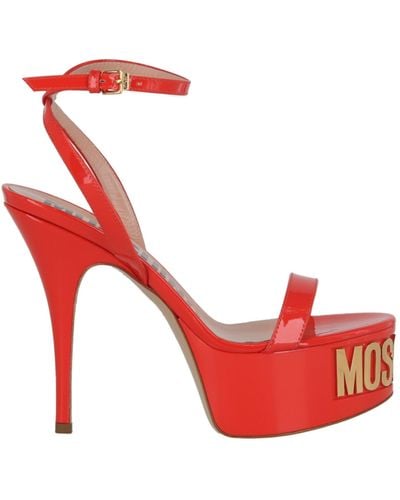 Moschino Logo-letter Patent Leather Platform Pump - Red