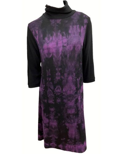 French Kyss Marble Wash Turtleneck Dress - Purple