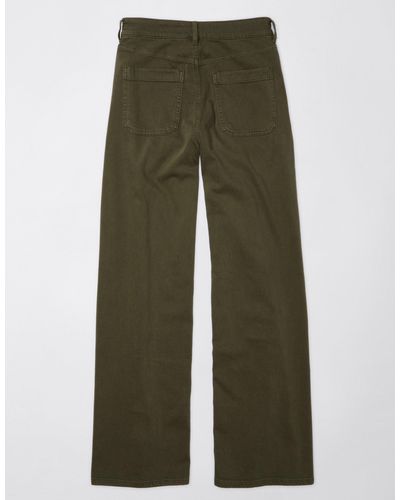 American Eagle Outfitters Ae Dreamy Drape Stretch Super High-waisted baggy Wide-leg Pant - Green