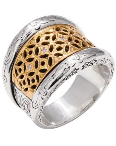 Konstantino Classic Sterling 18k Yellow Gold & Diamond Ring Dmk1836-109 Size 7 - Metallic