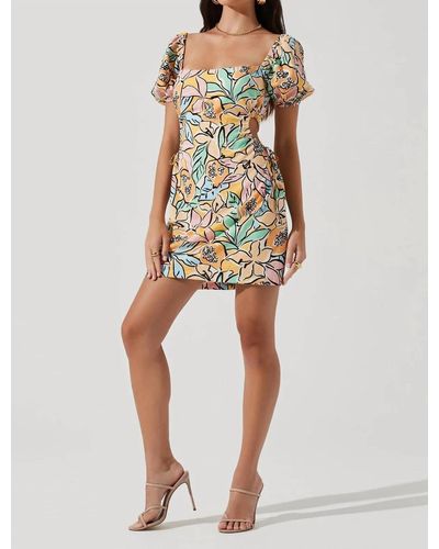 Astr Talula Tropical Print Puff Sleeve Mini Dress - Multicolor