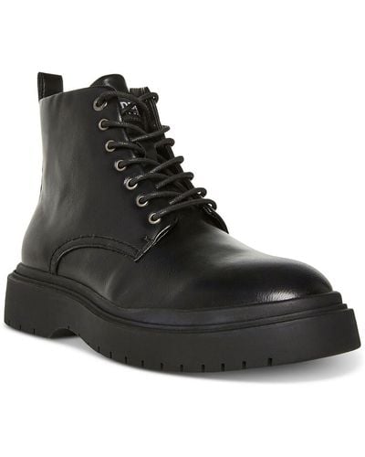 Madden Auustn Comfort Insole Faux Leather Combat & Lace-up Boots - Black