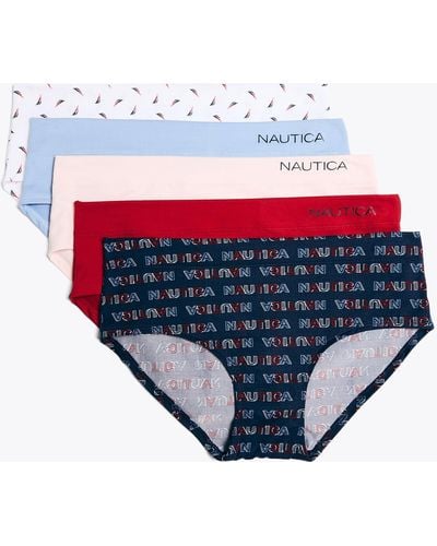 Nautica Logo Printed Hipster Briefs, 5-pack - Red