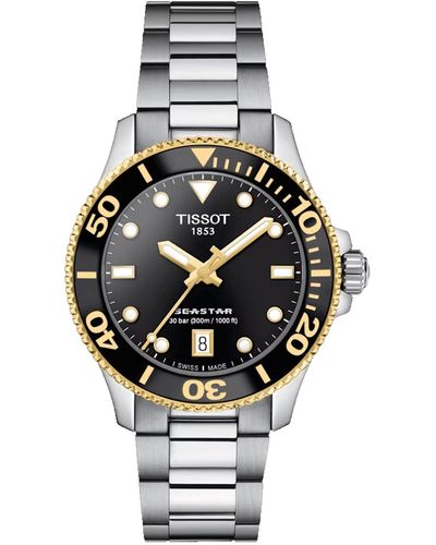 Tissot Seastar Black Dial Watch - Metallic