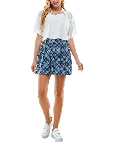 Kingston Grey Juniors Print Skirt Two Piece Dress - Blue