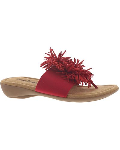 Minnetonka Slip-on Fringe Slide Sandals - Red