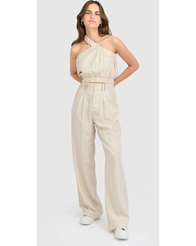 Belle & Bloom State Of Play Wide Leg Pant - Sand - Natural