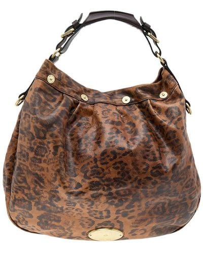 Mulberry Leopard Print Leather Mitzy Hobo - Brown