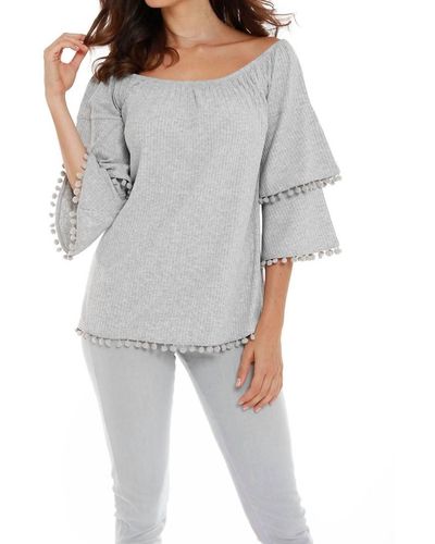 French Kyss Caroline Off The Shoulder Top - Gray