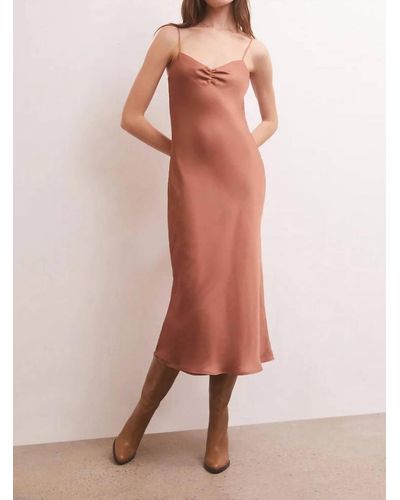 Z Supply Lark Lux Sheen Slip Midi Dress - Pink