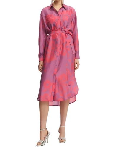 Essentiel Antwerp Foxglove Silk Shirt Dress - Pink