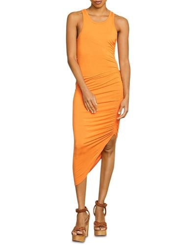 Veronica Beard Haylee Ruched Long Midi Dress - Orange