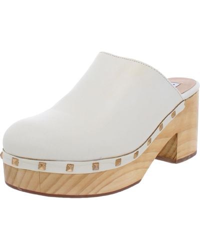 Steve Madden Brooklyn-1 Leather Studded Clogs - Natural