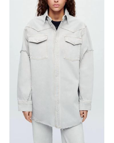 RE/DONE Oversized Shirt Jacket In Greyish - White