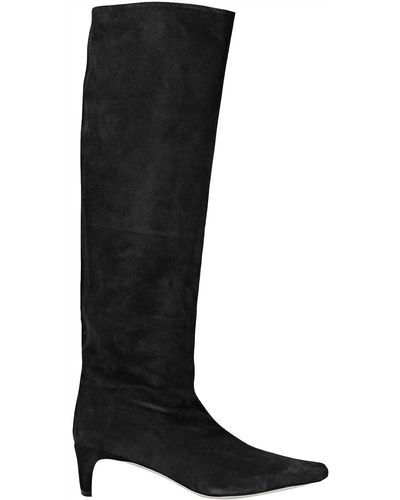 STAUD Wally Suede Pull On High Boots - Black