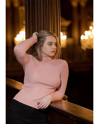 BeReal Blush High Neck Sweater - Pink