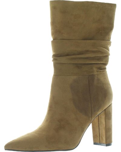 Nine West Denner 2 Microsuede Covered Heel Mid-calf Boots - Green
