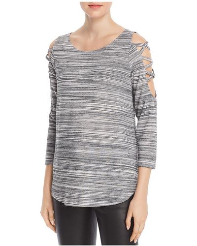 Status By Chenault Space Dye Cut-out Pullover Top - Gray
