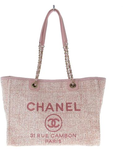 Chanel pink cheap canvas bag