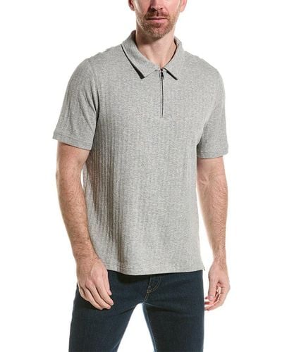 Magaschoni Collared Zip-front Polo Shirt - Gray