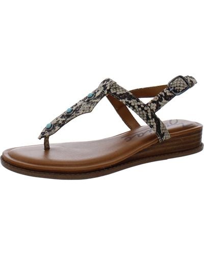 Zodiac Giselle Embossed Embellished T-strap Sandals - Brown