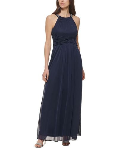 Jessica Howard Embellished Maxi Evening Dress - Blue