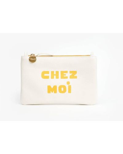 Clare V. Chez Moi/chez Toi Wallet Clutch In Cream - Metallic
